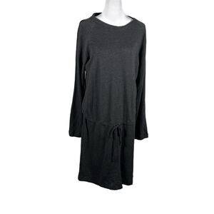 LA Relaxed Lounge Dress Organic Cotton Gray Long Sleeve Medium Drawstring Casual